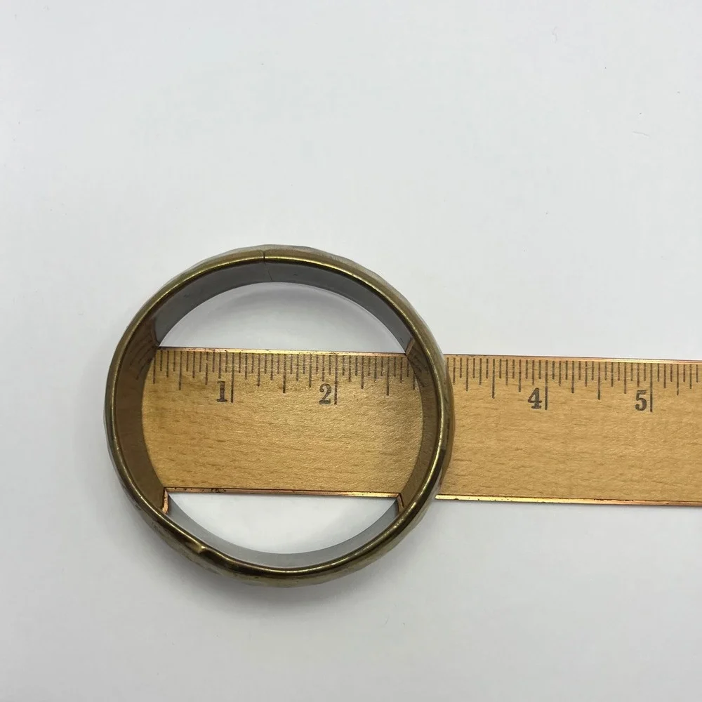 Vintage Hammered Brass Bangle Bracelet Handcrafted Jewelry Boho 70s Chunky Retro